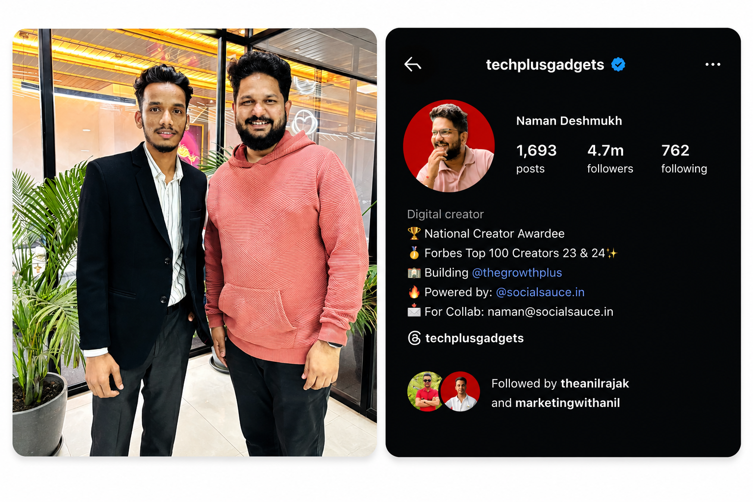 Anil Rajak with Naman Deshmukh (@techplusgadgets)